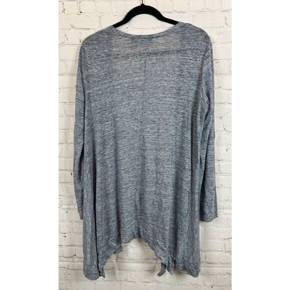 TAHARI blue gray linen knit open front cardigan sweater size L - Picture 7 of 7
